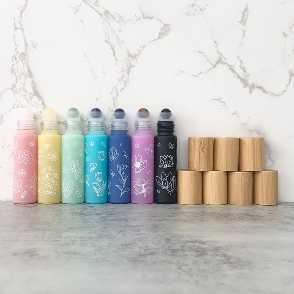 Collection | 10mL Floral Glass Roller Bottles ~ Set of 7 - Picture 1 of 2